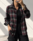 CAMICIA CHECK LORA NERO ROSSO