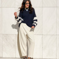 MAGLIA IN FILO RUBINA BLU PANNA