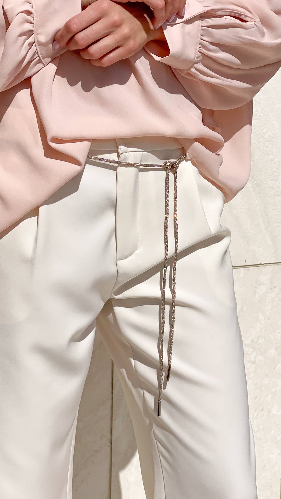 COLLANA LACCIO STRASS ORO ROSA