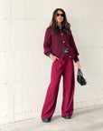 OVERSIZED DAMIAN TROUSERS CHERRY