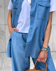 PANTALONE KAPRICE IN CHAMBRAY CHIARO