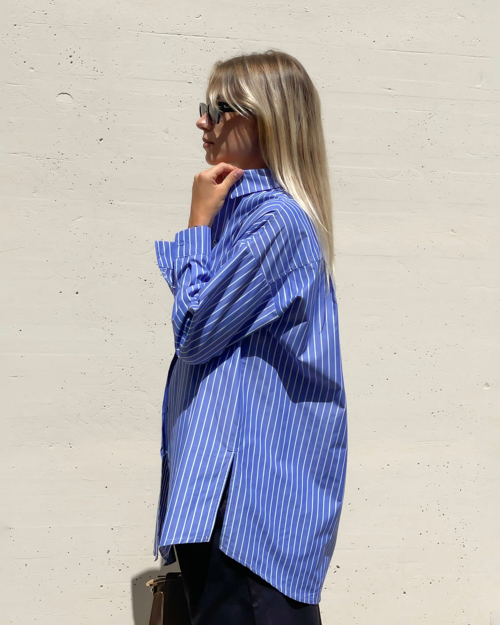 CAMICIA HEATHER RIGA BLU