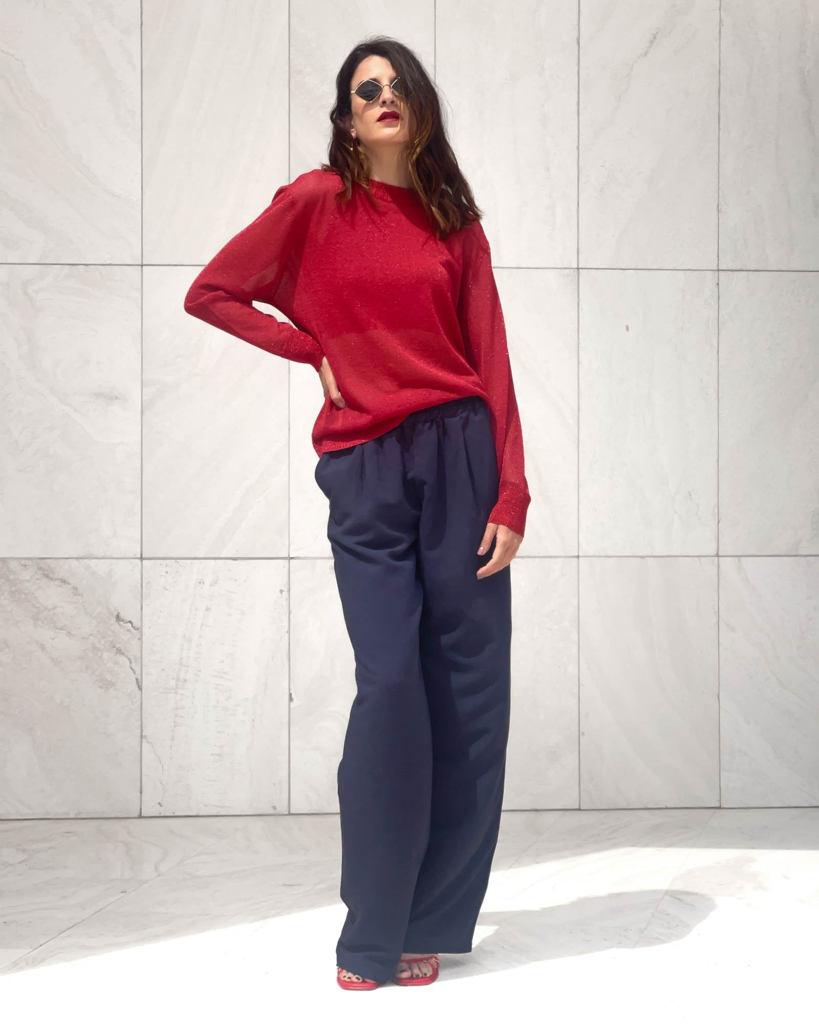 MAGLIA IN LUREX FRIDA ROSSO