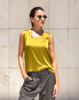 TOP SPALLA LARGA NORA IN SATIN CARDO