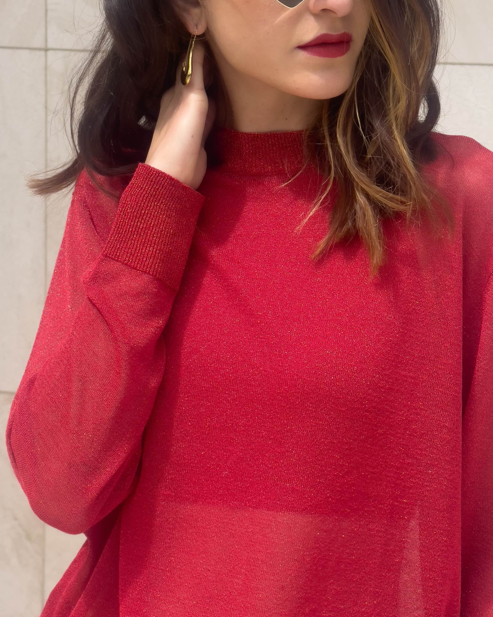 MAGLIA IN LUREX FRIDA ROSSO