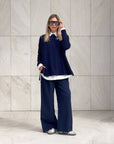PULL KIARA IN VISCOSA CALDA BLU