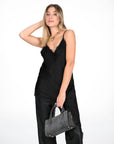 TOP ARIETE IN SATIN NERO