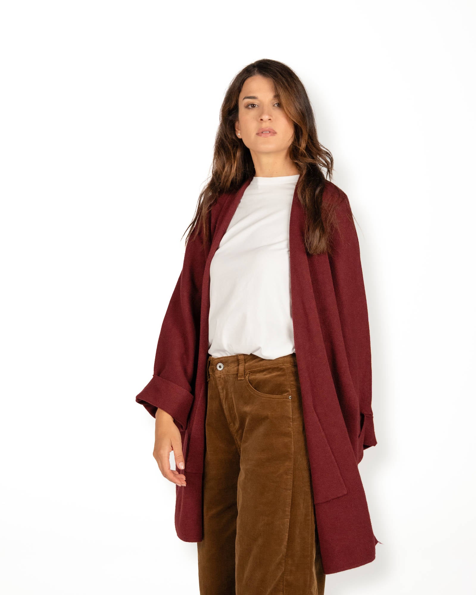 CARDIGAN OVER IN MAGLIA HALLA BORDEAUX
