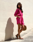 SHORT IBIZA IN GARZA DI COTONE FUCSIA
