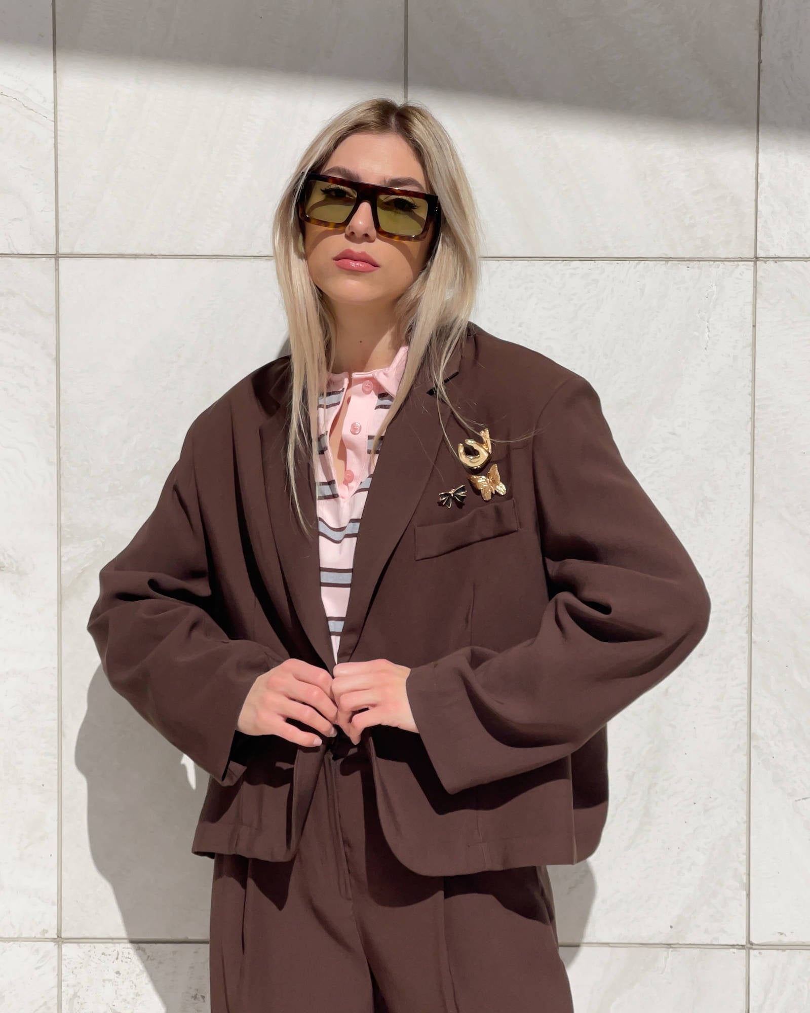 BLAZER CROPPED MEDLEY CHOCO
