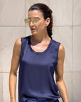 TOP SPALLA LARGA NORA IN SATIN NIGHT