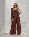 BLUSA SATIN JADE' CHOCO