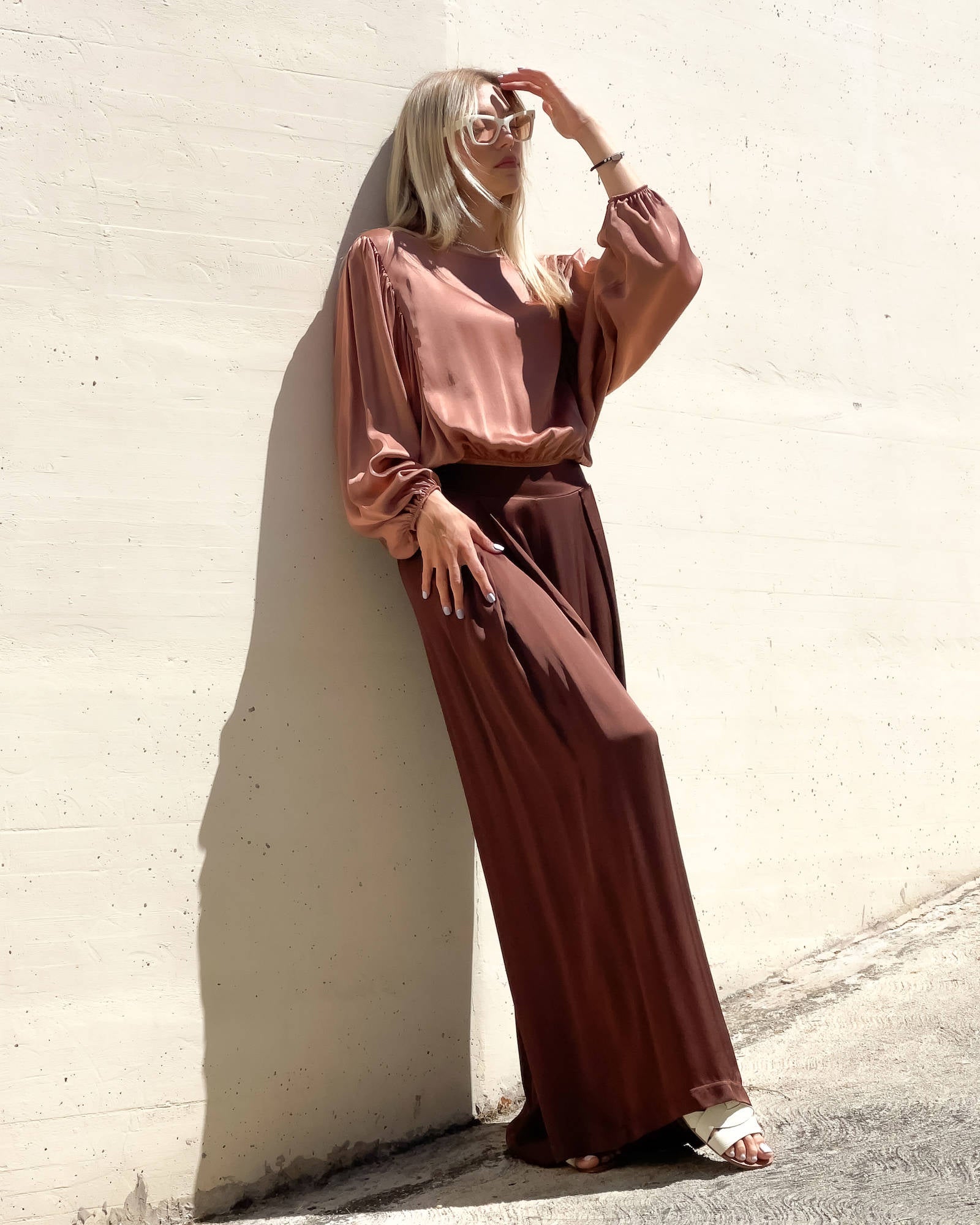 PANTALONE SATIN JADE' CHOCO