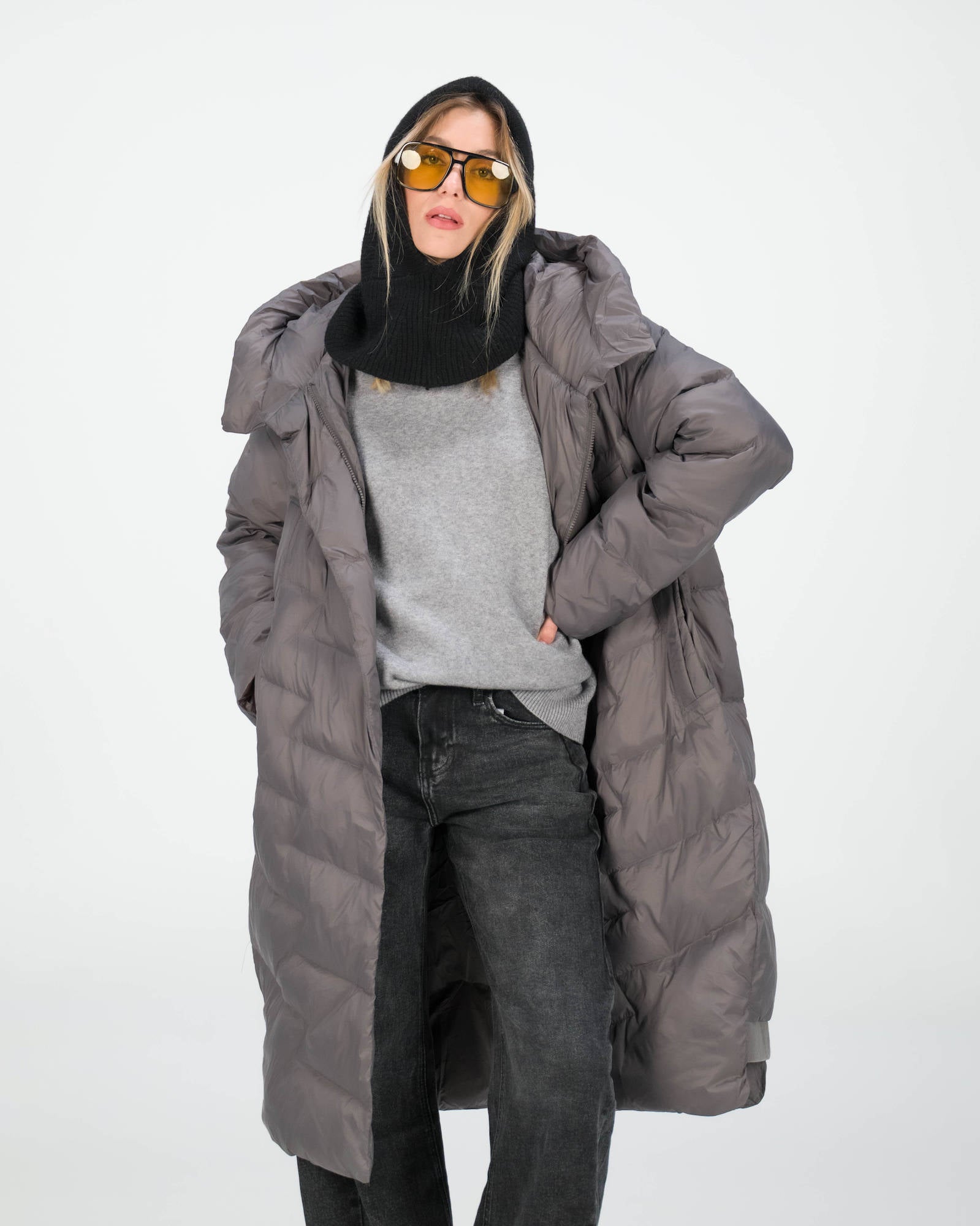 PIUMINO LONG DUCK DOWN DARK GREY