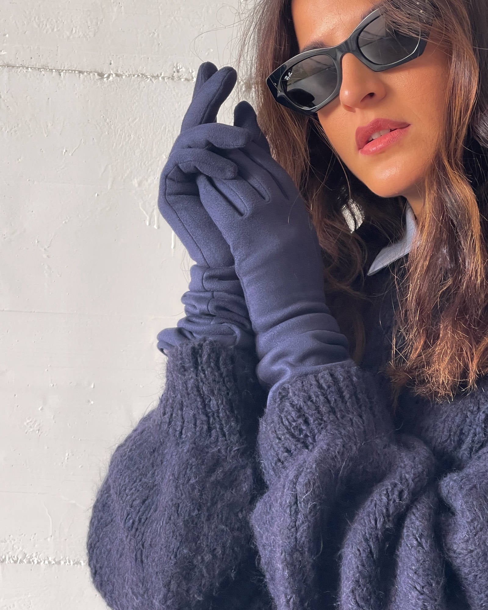 GUANTI LUNGHI VELOUR BLU
