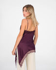 TOP ARIETE IN SATIN BORDEAUX