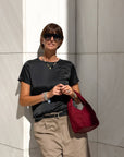 T-SHIRT NORA IN SATIN NERO