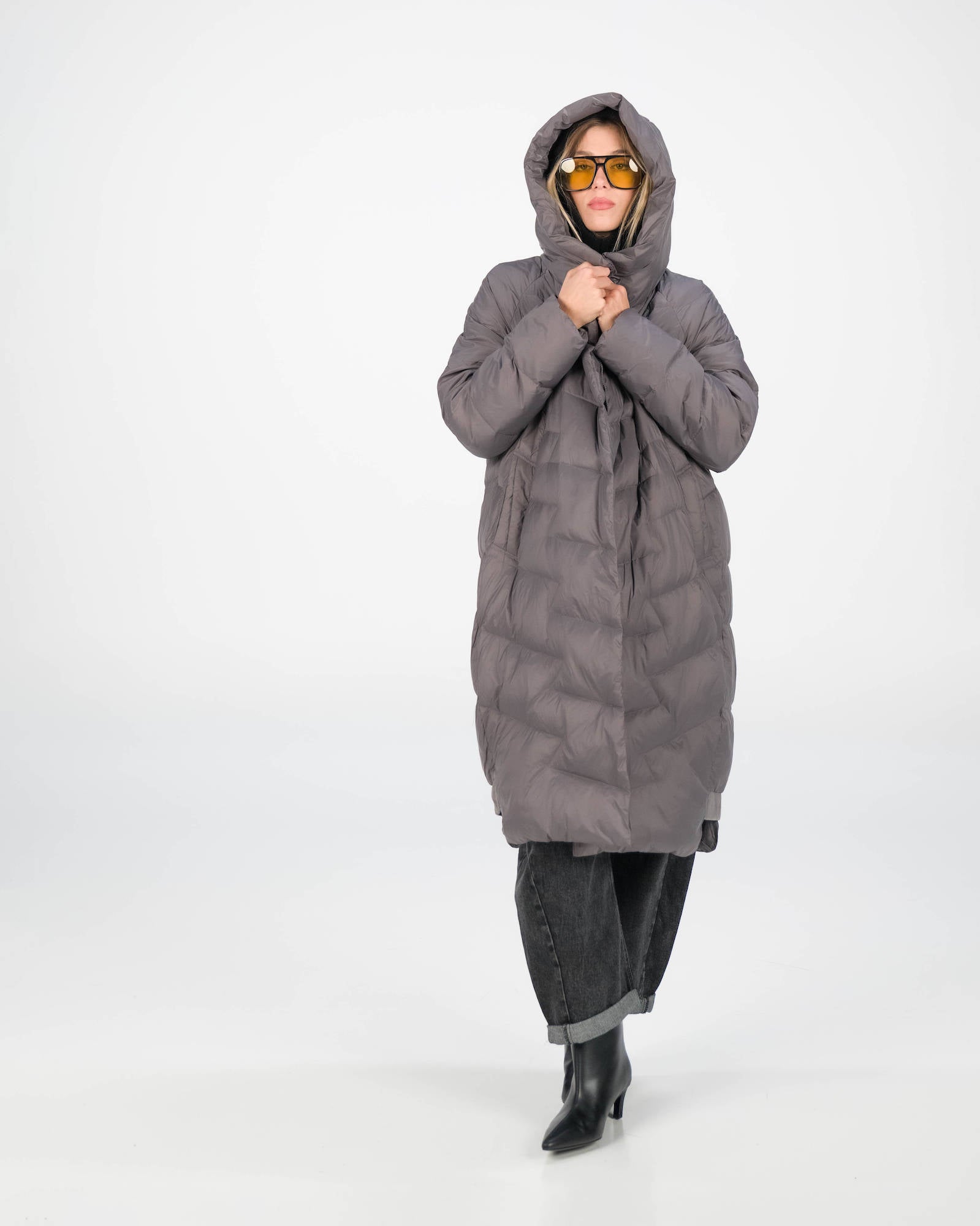 PIUMINO LONG DUCK DOWN DARK GREY