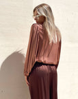 PANTALONE SATIN JADE' CHOCO