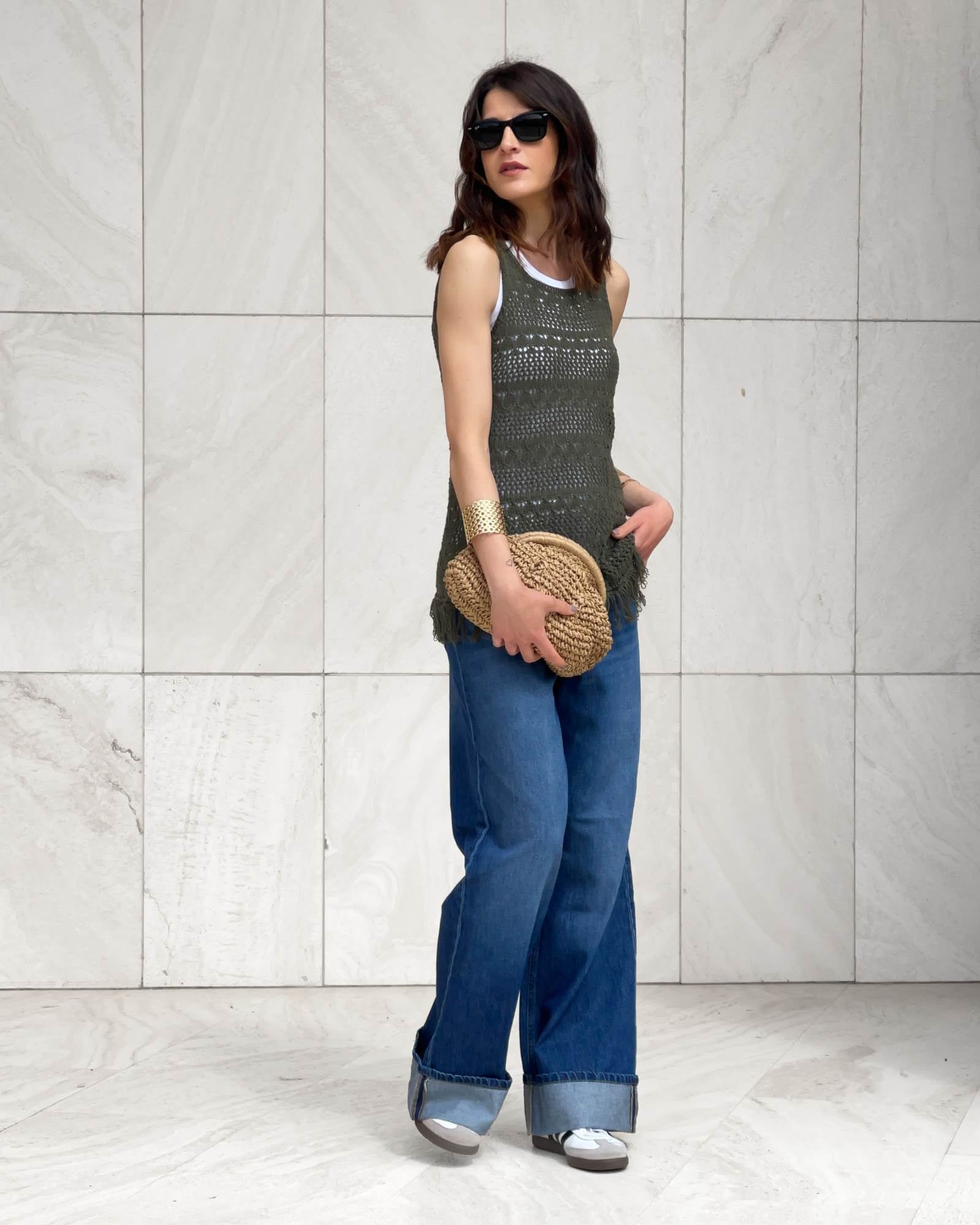 TOP CON FRANGE ANDYE OLIVE