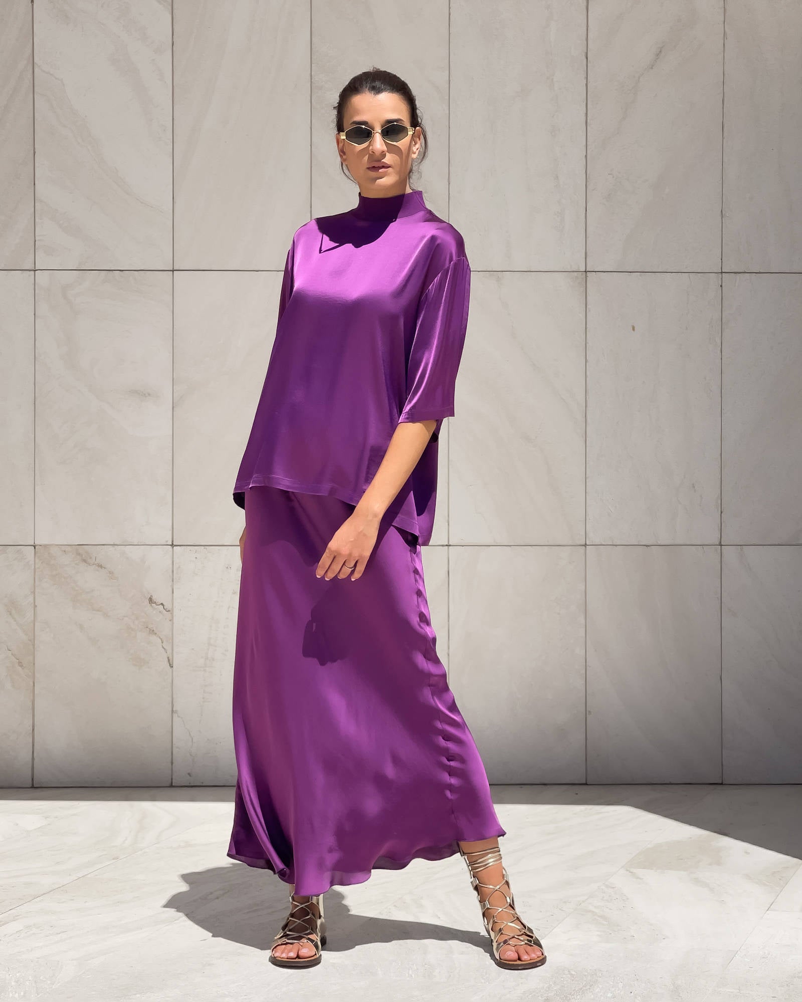 T-SHIRT OVER IN SATIN NORA SICILIA