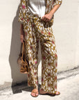 PANTALONE LEONA IN POPELINE DI VISCOSA OLIO