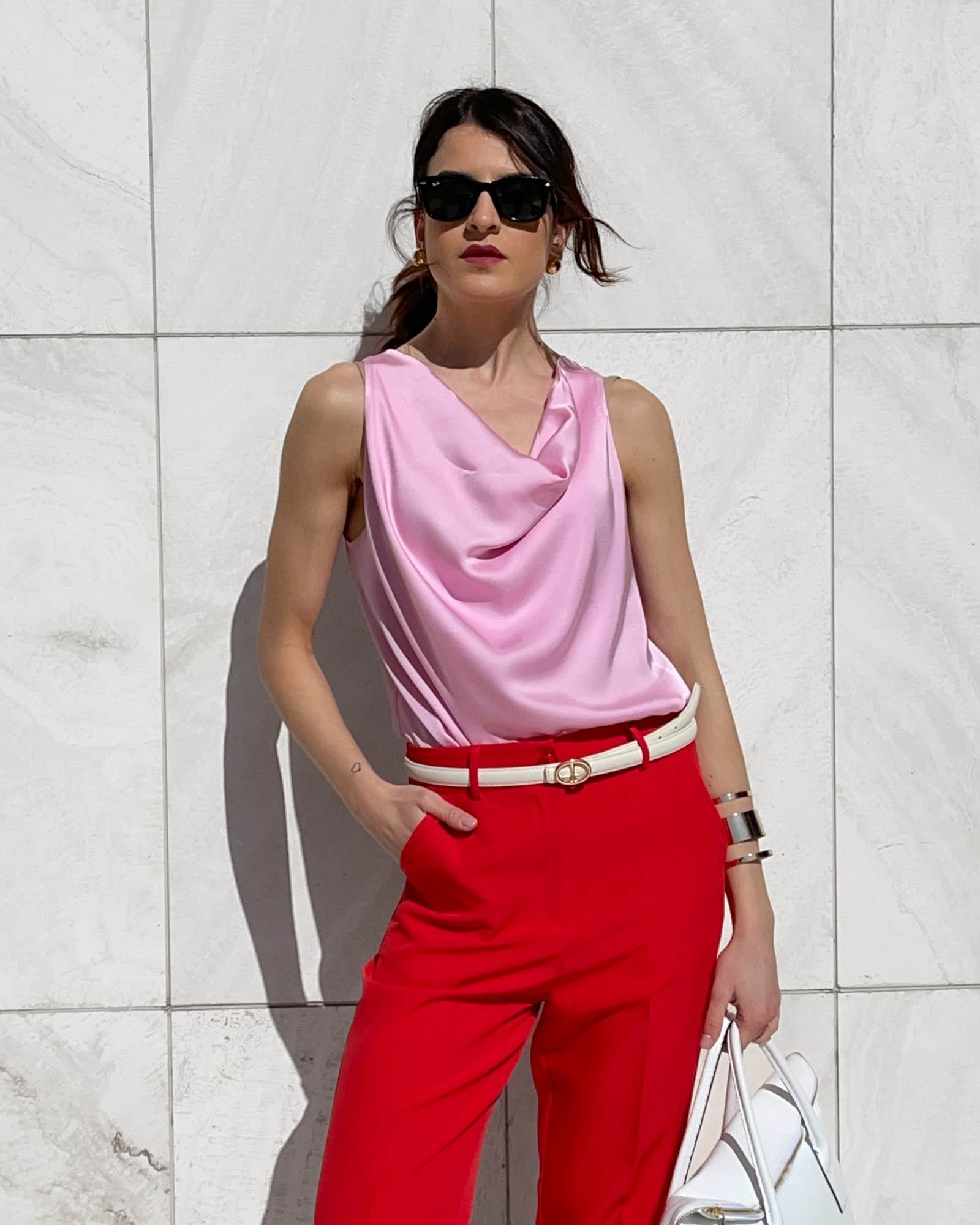 TOP IN VISCOSA E SETA ROSE