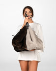 BORSA LUNETTA FUR GREY
