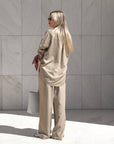 PANTALONE IN LINO VISCOSA MISTRAL CAMEL
