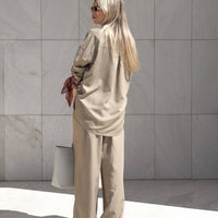 PANTALONE IN LINO VISCOSA MISTRAL CAMEL