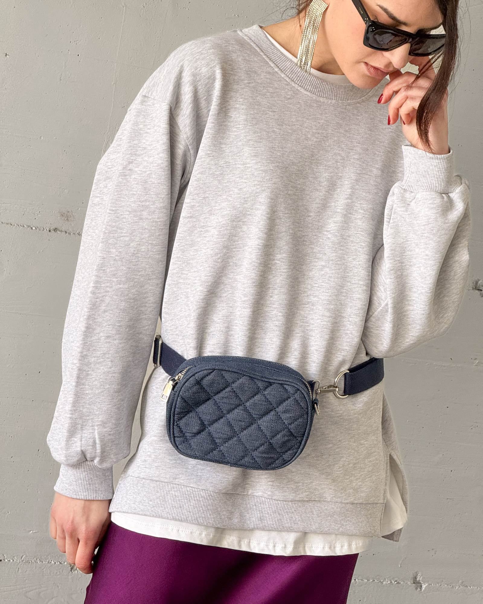BLUE JEAN BUM BAG DENIM SCURO