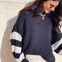 MAGLIA IN FILO RUBINA BLU PANNA