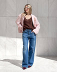 TOP NORA IN SATIN CHOCO