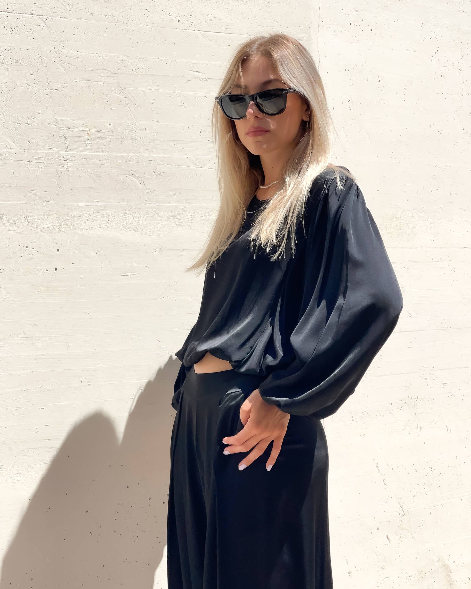 BLUSA SATIN JADE' NERO