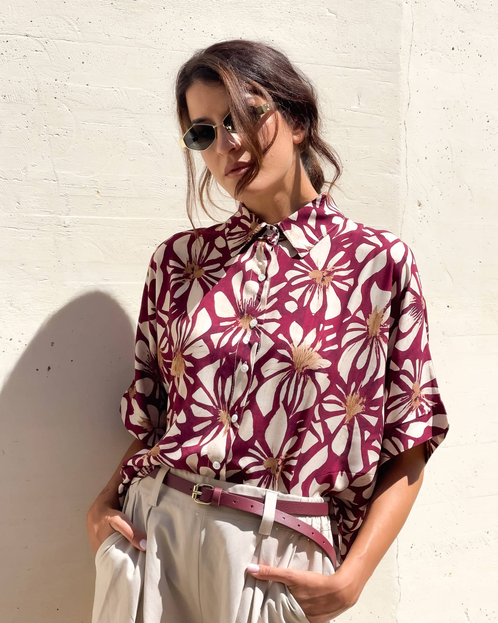 CAMICIA LEONA IN POPELINE DI VISCOSA PURPLE