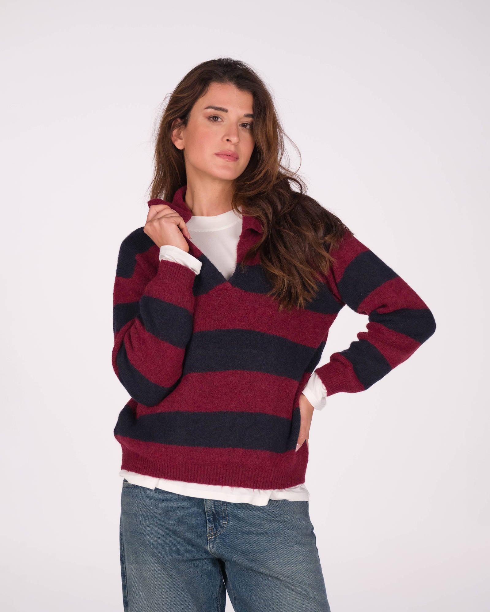 PULL JENNY BORDEAUX BLU
