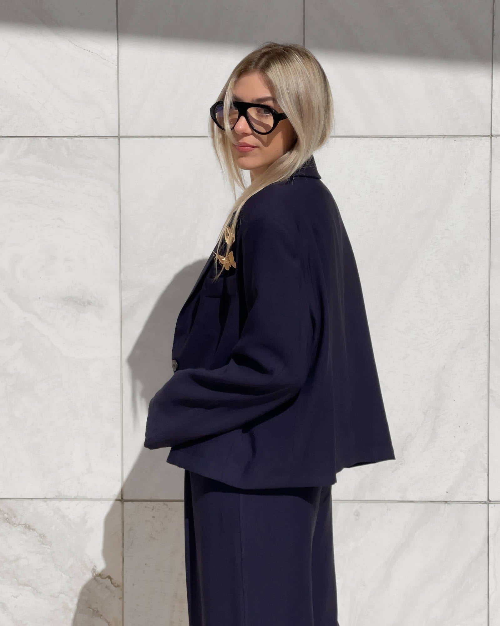 BLAZER CROPPED MEDLEY BLU