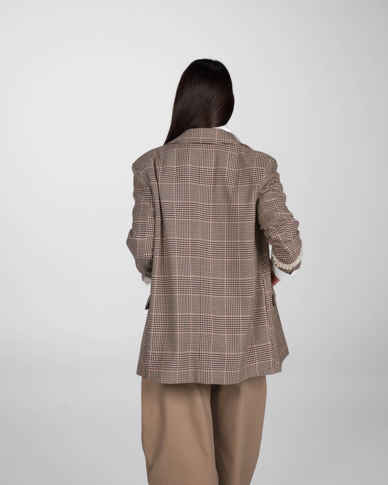 GIACCA OVER CHECK TWEED BROWN