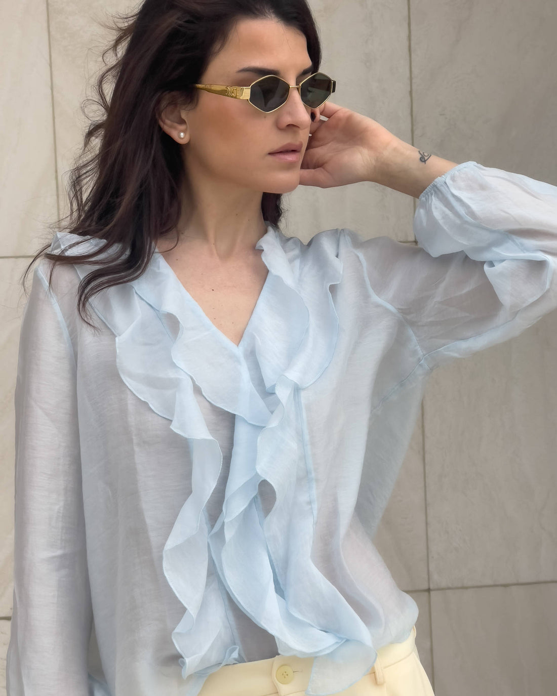 BLUSA ROUCHES OPHELIA NUVOLA