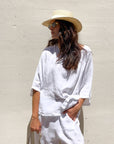 BLUSA PIPER FIOCCO IN LINO BIANCO