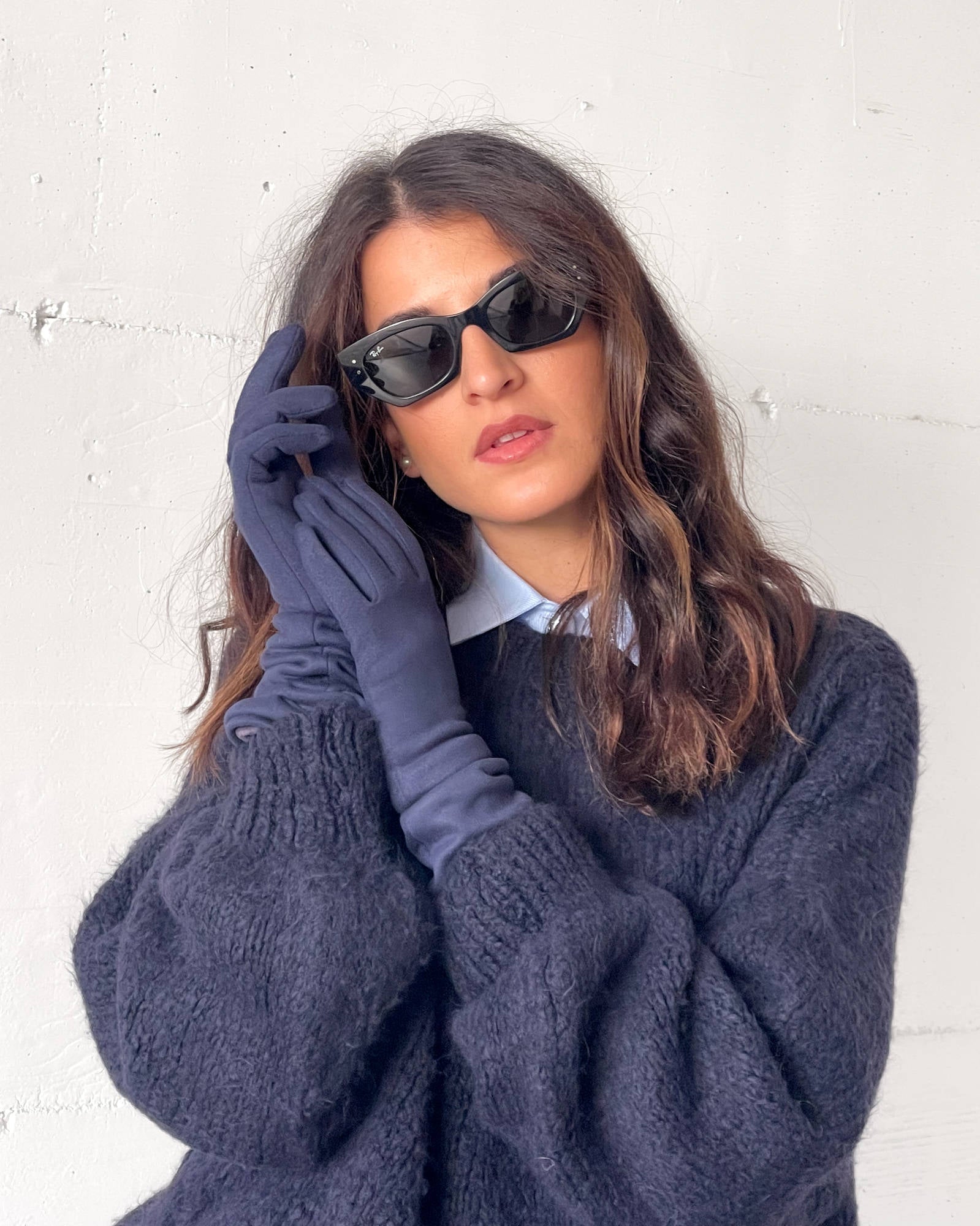 GUANTI LUNGHI VELOUR BLU