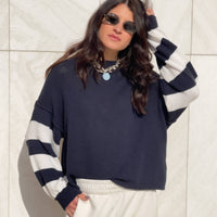 MAGLIA IN FILO RUBINA BLU PANNA