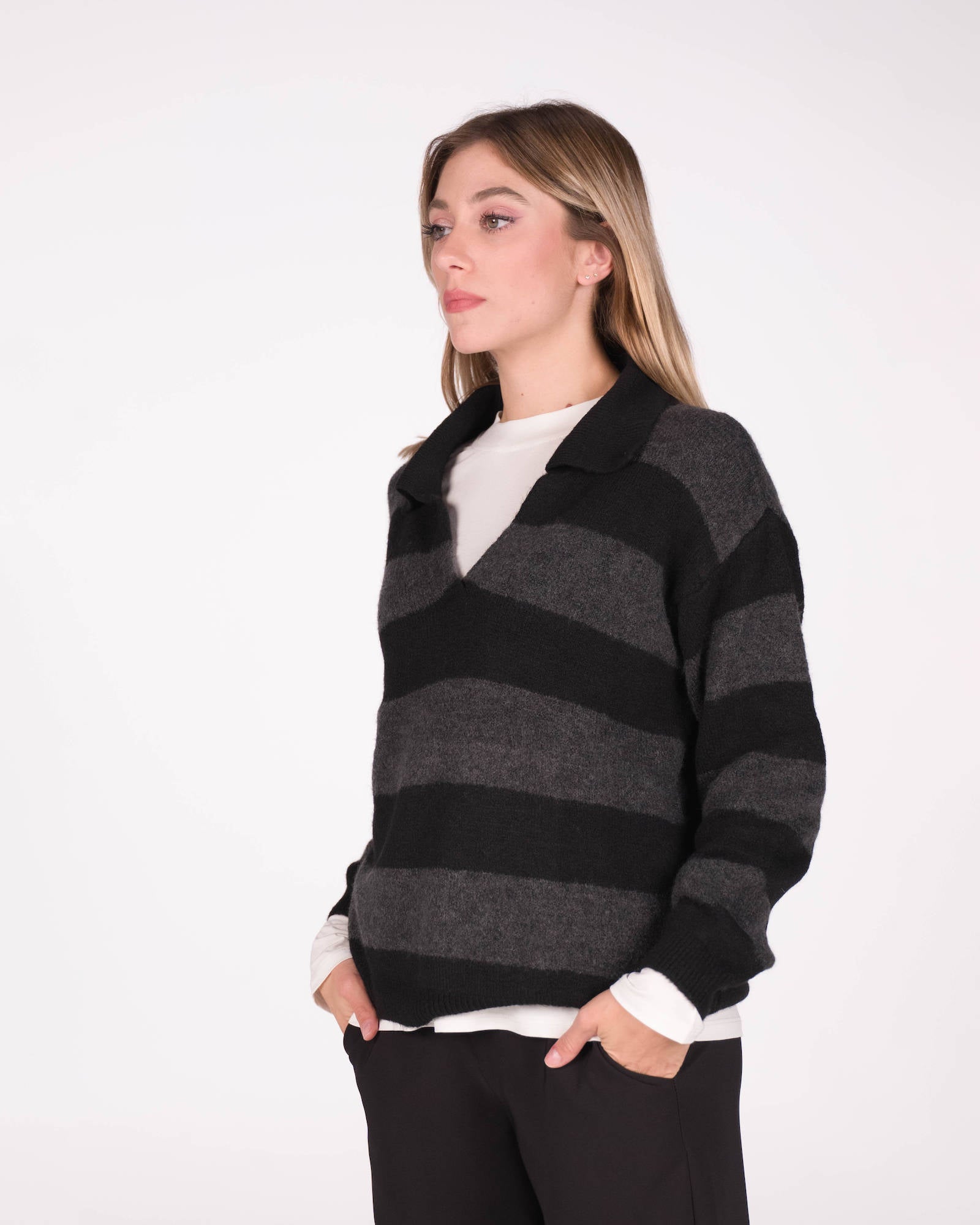 PULL JENNY NERO GRIGIO