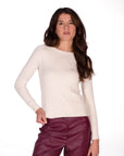 GIROCOLLO MARA IN MAGLIA FINE PANNA