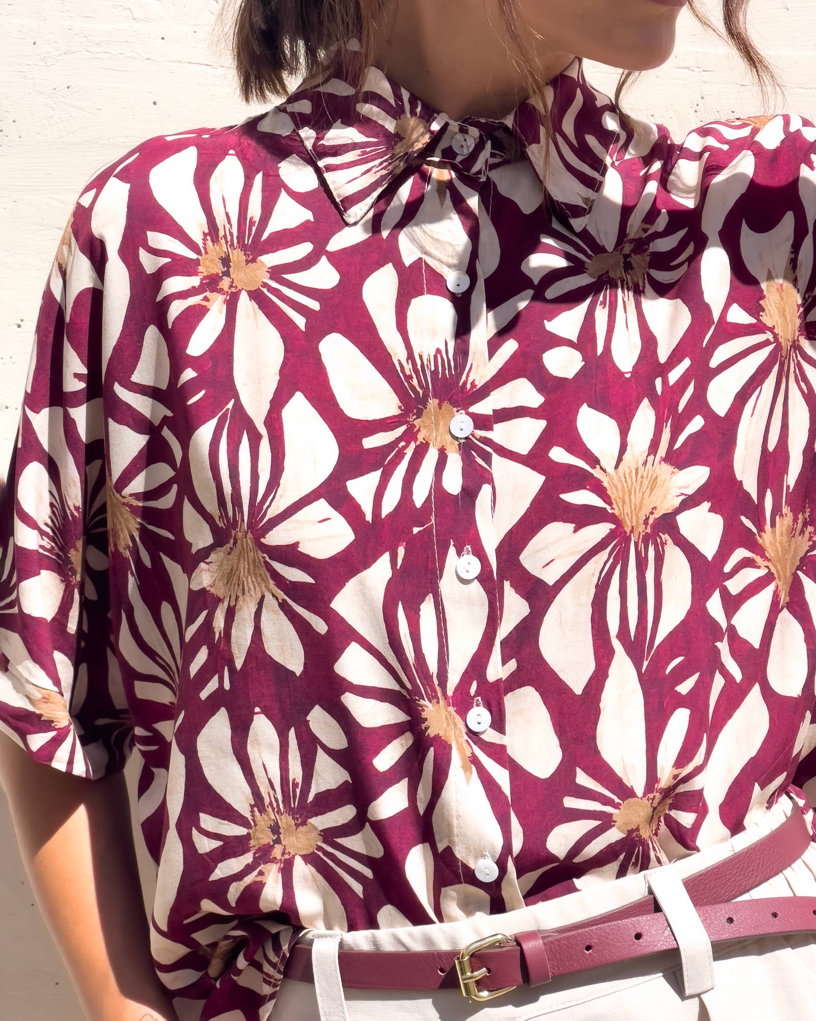 CAMICIA LEONA IN POPELINE DI VISCOSA PURPLE