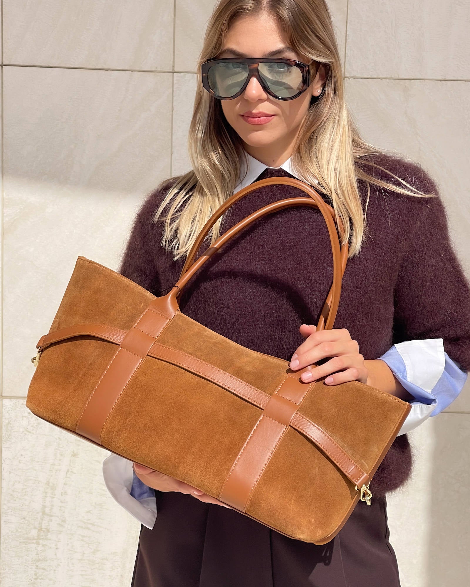 BORSA IN PELLE BLOCK CUOIO