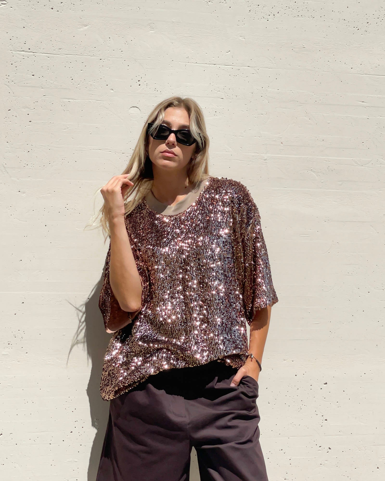 BLUSA PAILLETTES BETTY CHOCO