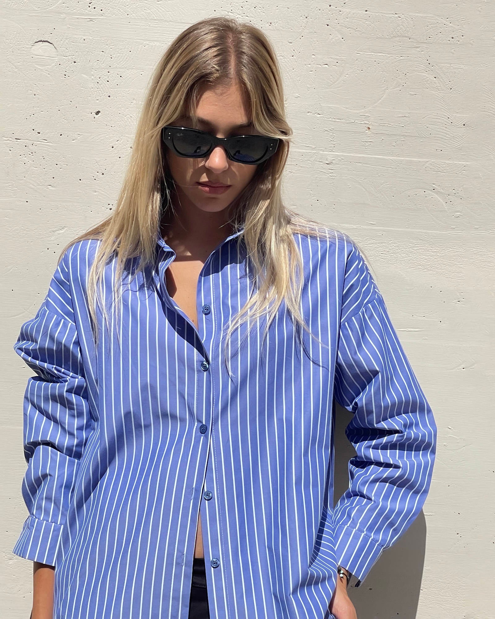 CAMICIA HEATHER RIGA BLU