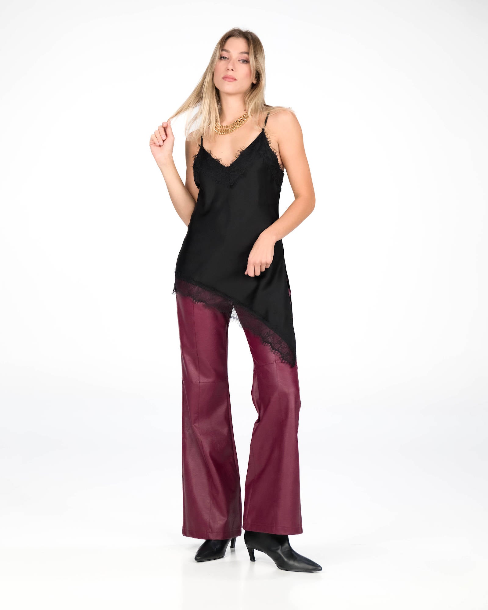 PANTALONE ECOPELLE PETER BORDEAUX