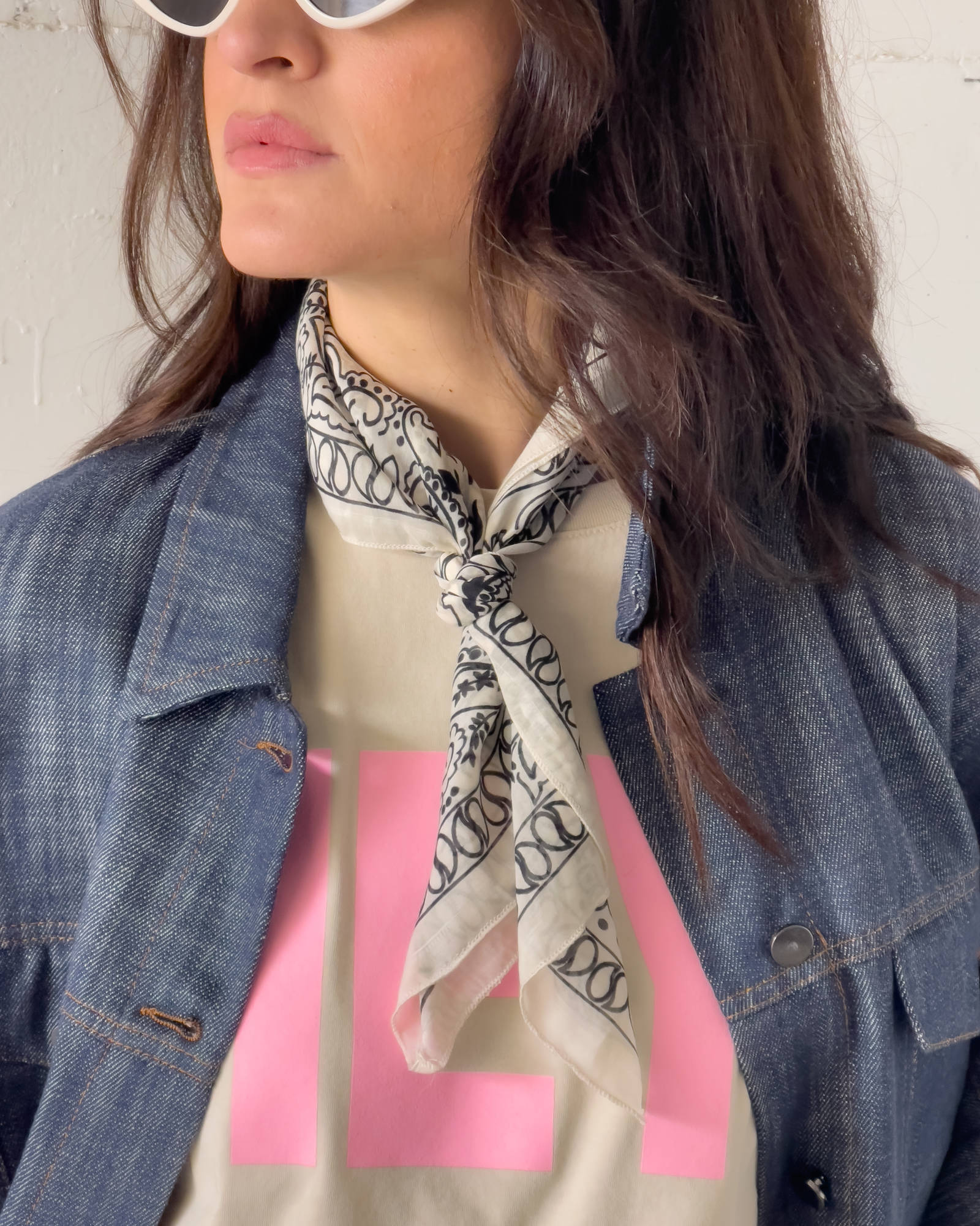 FOULARD IN SETA E COTONE PAISLEY PANNA